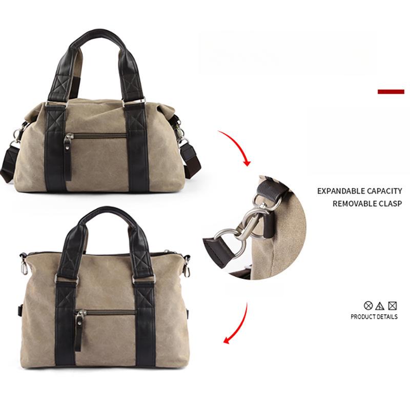 Men's Canvas Tote Travel Bag Large Capacity Luggage Shoulder Crossbody Bag Korean Sport Gym Fitness Duffels Short Trip Bags
