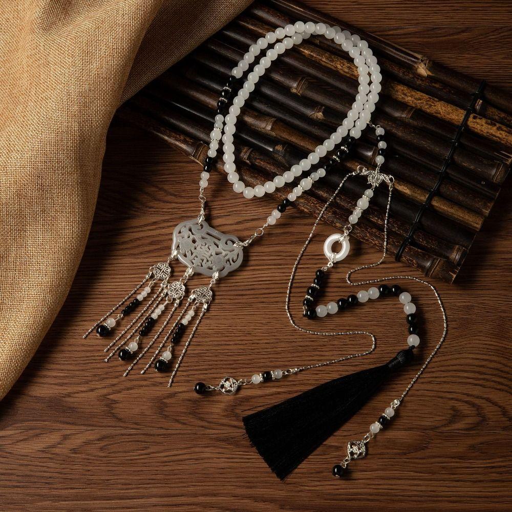 Pearl Chinese Pearl Necklace Tassel Ethnic Pearl Pendant Sweet Hanfu Necklace  Cheongsam