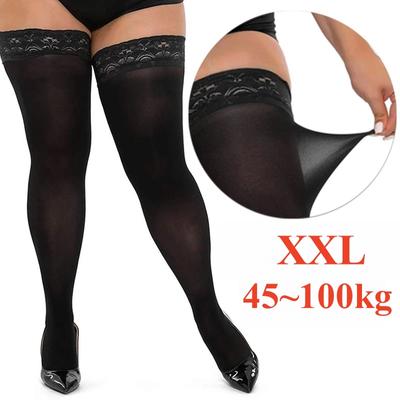 Sexy Damenstrümpfe aus Spitze, Kniestrümpfe in Übergröße, sexy Oberschenkel, ultradünn, hohe Strumpfhose, durchsichtige Anti-Rutsch-Strumpfhose