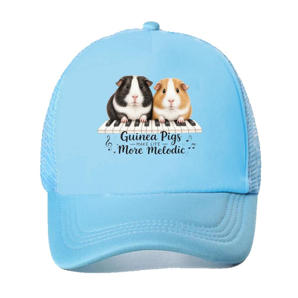 Cute Guinea Pigs Piano Keyboard Art Mesh Baseball Cap For Womens Unisex FeUnisex Beach Dad Hat Hip Hop