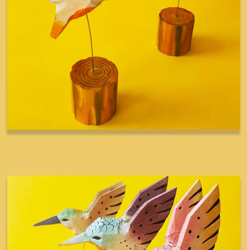 Handgeschnitzter Holz-Kolibri-Anhänger - Kreative kleine Vogel-Desktop-Dekoration Geschenk