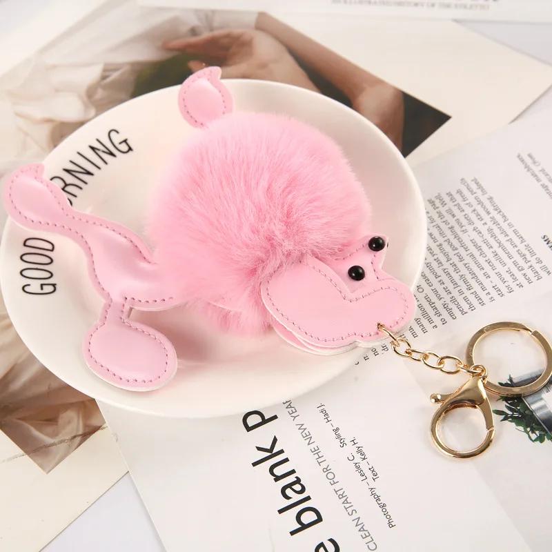 Cartoon Cute Simulation Poodle Fur Ball Toy Keychain Creative Cute Dog Fur Ball Bag Pendant Fashion Birthday Christmas Gift