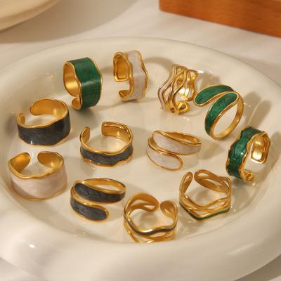 High-End Adjustable Retro Stainless Steel Drip Oil Ring with Irregular Edge