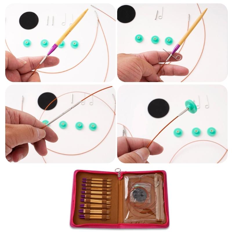 Circular Knitting Needle Set Bamboo Needle Interchangeable Crochet Hook Crochet Needle Knitting Art Tool for Crocheting