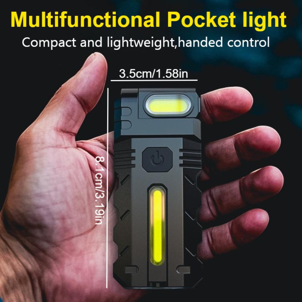 Ultra Bright LED Flashlight USB Rechargeable EDC Pocket Torch with 180°  Rotating Head Mini Magnetic Outdoor Emergency Work Lamp