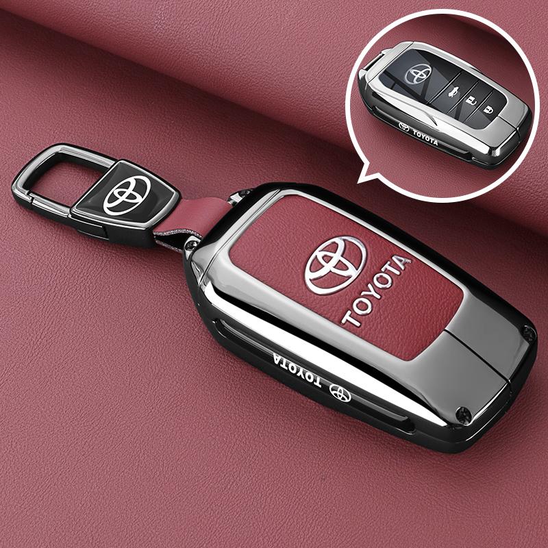 Leather Zinc Alloy Car Key Case for Toyota Corolla Hybrid 2021 Rav4 Land Cruiser Prado Camry Highlander Prius C-HR 2018+