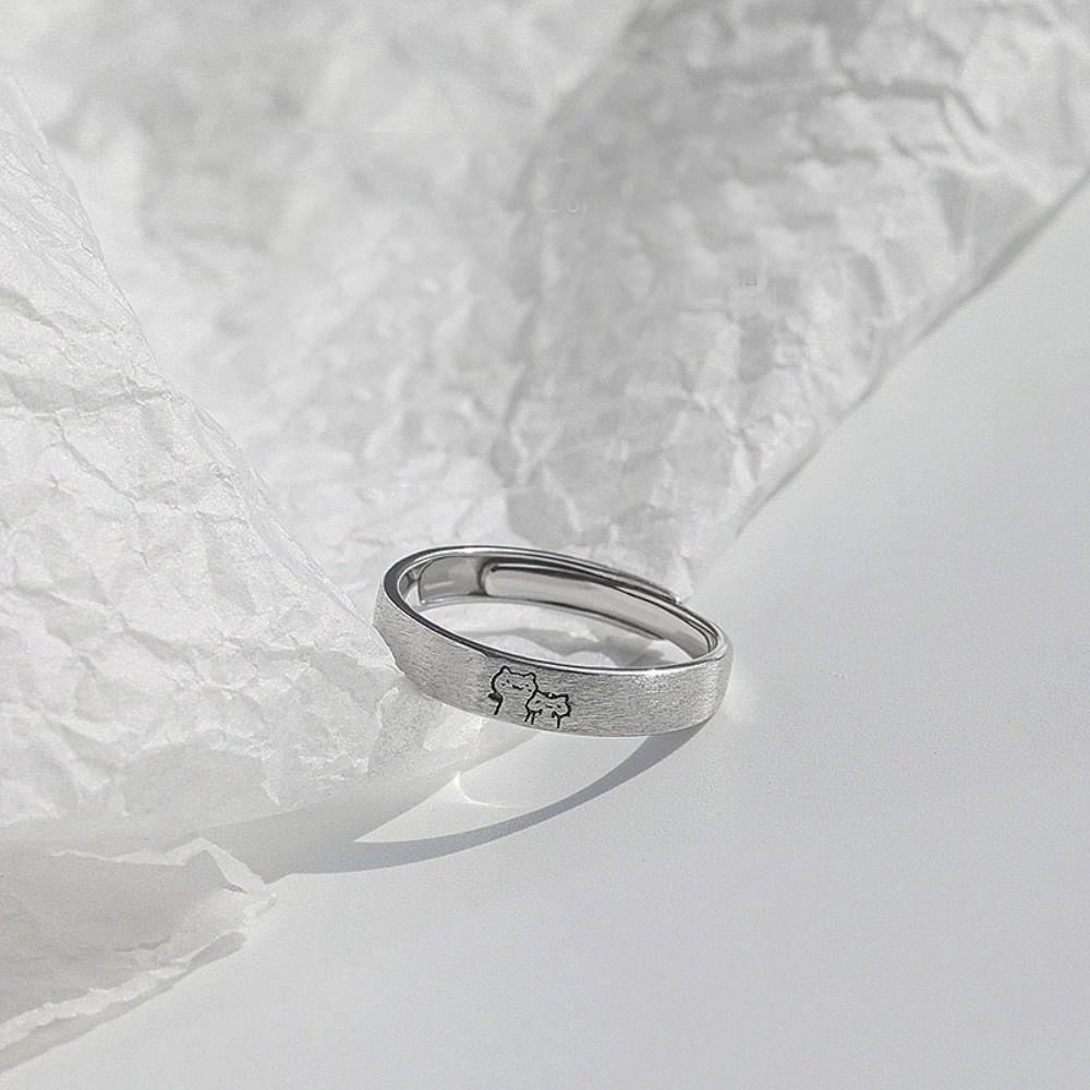 Friendship Rings Set Wedding Cat Finger Ring Kroean Ring Couple Open Rings Romantic Silver Jewlery