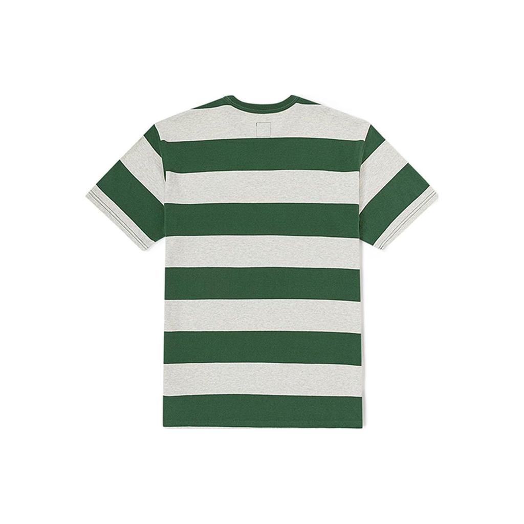 Vans Logo Striped Crew Neck T-Shirt Unisex Tops Dark-Green VN000061CAW