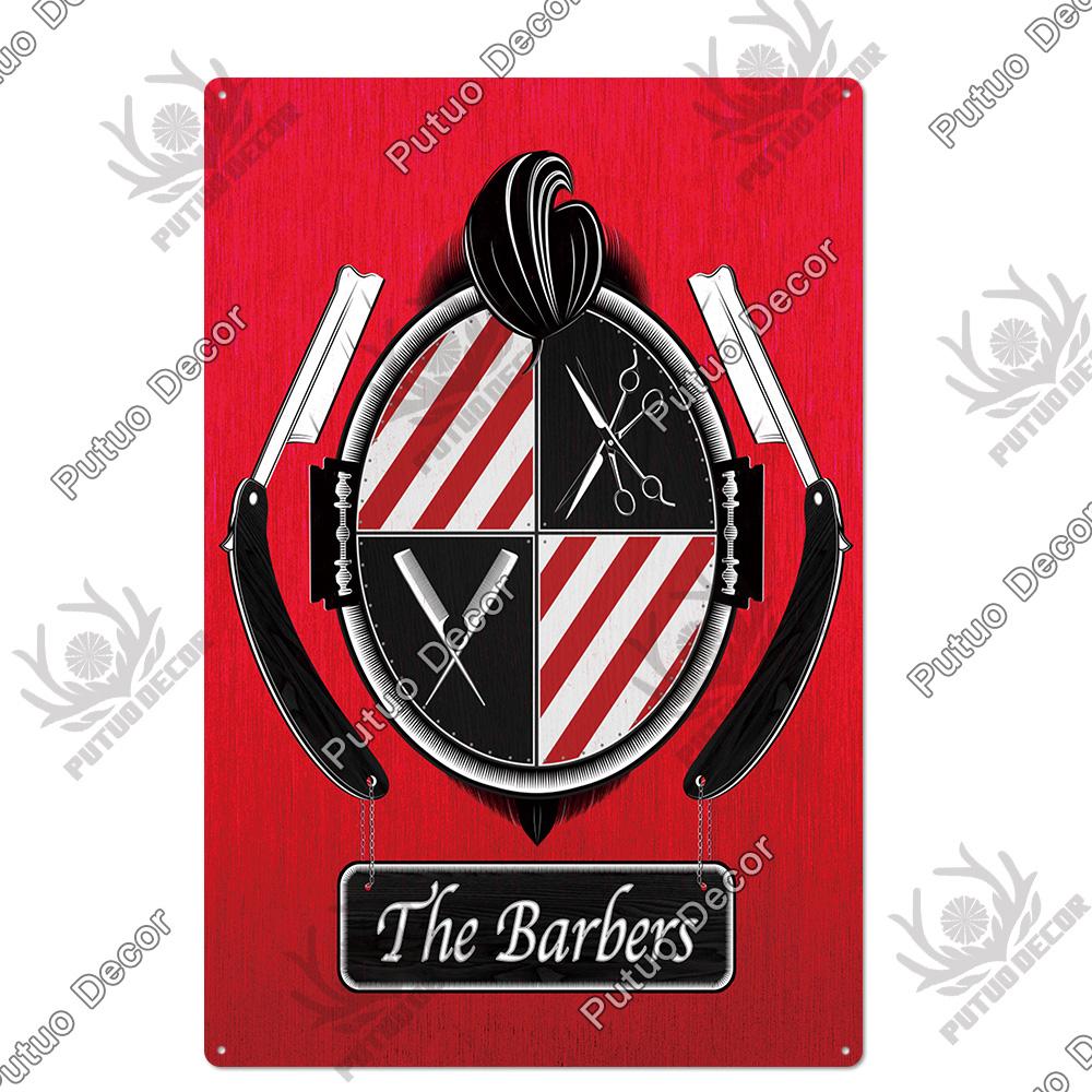 Putuo Decor Vintage Tin Sign Plaque Metal Iron Painting Wall Art Posters for Barber Shop Decoration Accessories Man Cave Home