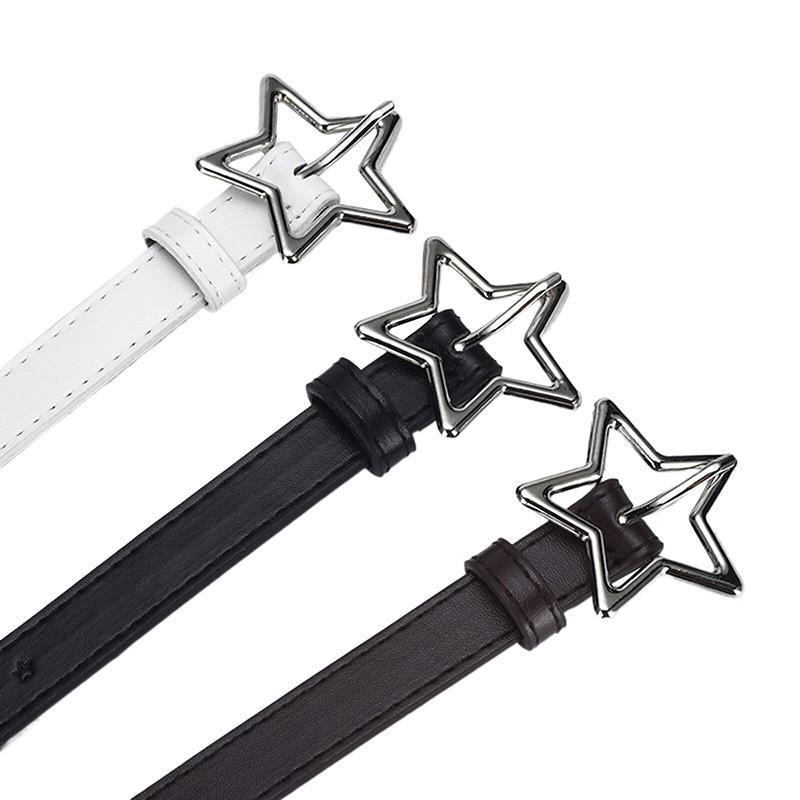 Pu Leather Pentagram Buckle Waistband Elegant Waistbands For Women Girls Sweet Dress Pants Decoration Waist Belt