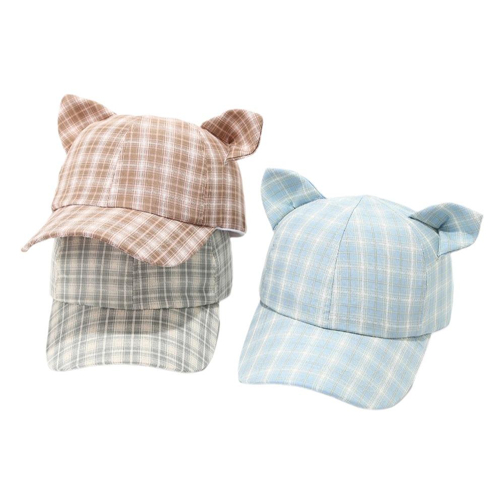 Breathable Cat's Ears Baseball Cap Cute Design Sweet Style Cat Ear Bow Baseball Cap Retro Fashion Cartoon Pattern