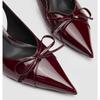 Fashion New Summer Women's Dress Shoes Patent Leather Slip on Pointed Toe Sandals Buckle Slingbacks Mid Heels Pumps Sandalias Mujer