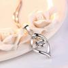 Silver Plated Twisted Open Teardrop Pendant Necklace, Floating Round CZ Box Chain Necklace for Women