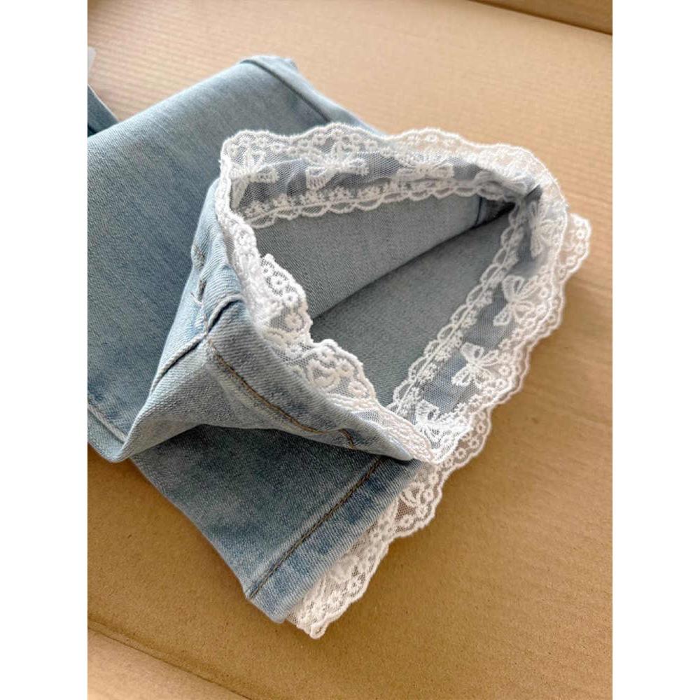 Plus Size Women's High Waist Retro Lace Trim Cropped Flare Jeans - Spring 2026 Collection