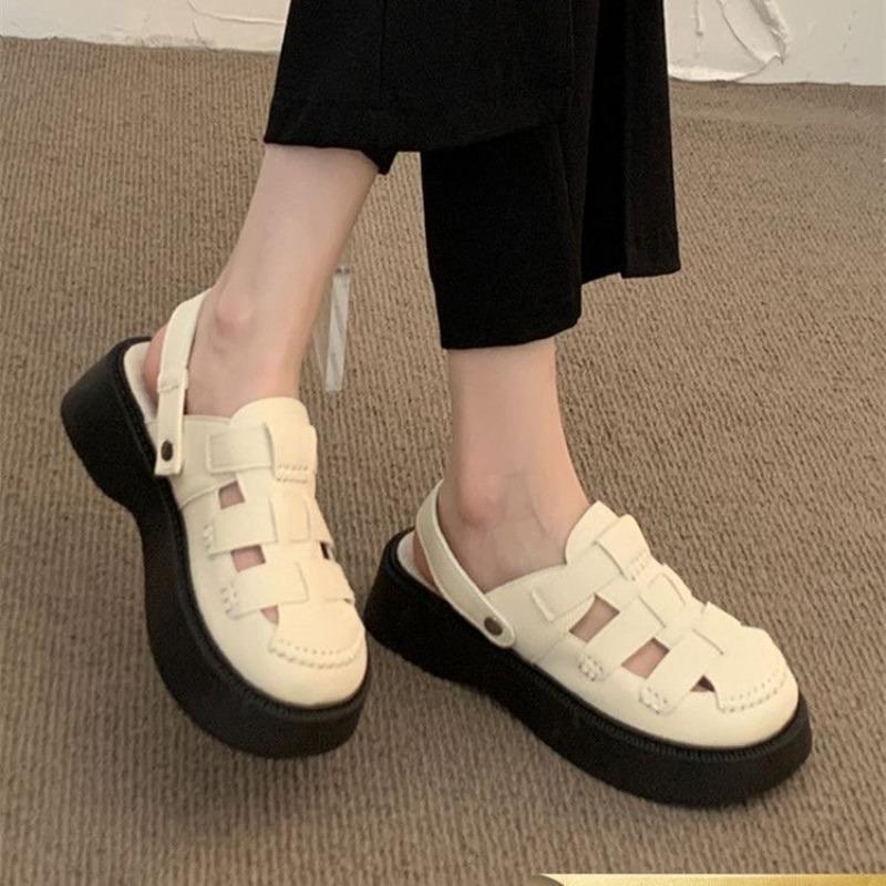 Fashion Women Sandals with Heels Summer Punk Height Increasing Sandal Motorcycle Gothic Woman Shoes Leather Black Platform Sandals Women