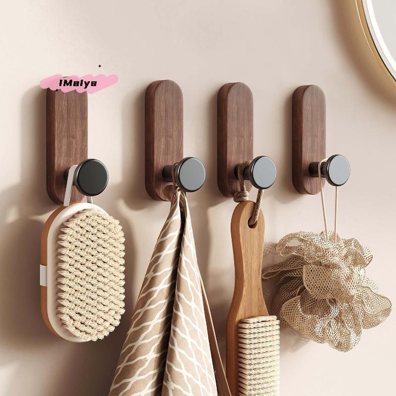 M-Nordic Style Wood Wall Hooks Self Adhesive Mounted Coat Towel Clothes Blanket Hat Backpack Robe Entryway Key Holder