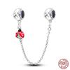 Real 925 Silver Stars & Moon Sunflower Safety Chains Spacer Beads Charms Fit Qikaola 925 Bracelets DIY Jewelry