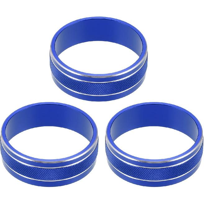 

3 Pcs Car Console Interior AC Conditioner Switch Knob Cover Ring Compatible for Jeep Wrangler JK JKU 2011-2018, Non-Slip Aluminum Alloy Blue синий