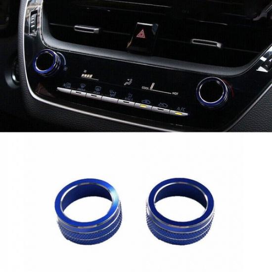 For Toyota Corolla - Blue Aluminum Central Console AC Knob Decor Trim
