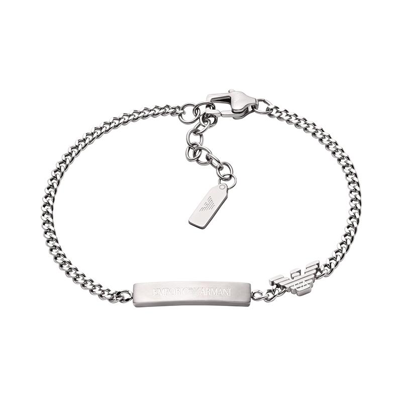 Emporio Armani  Casual Simple Design Stainless Steel Bracelet Men s Silver Silver F basic packaging-brand original box серебряный