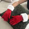 Christmas Party Etiquette Performance Gloves Womens Velvet Winter Warm Short Gloves Cycling Driving Running Outdoor Activities