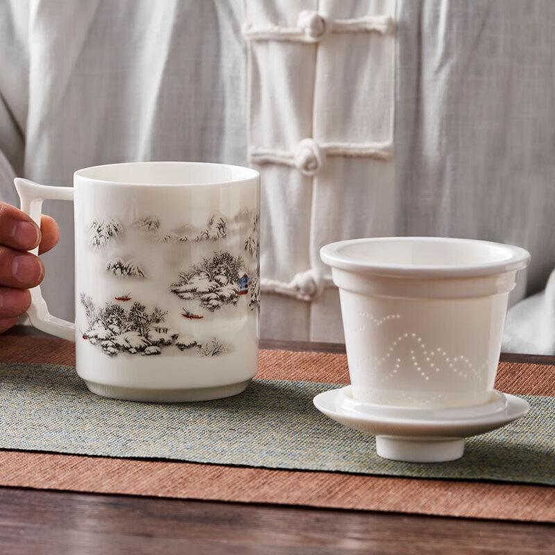 Gold Inlaid Jade Ceramic Tea Cup Set