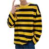 Mens Striped Long Sleeve Shirts Crew Neck Loose Outerwear Relaxed Fit Comfy Pullover Tees Lounge Streetwear Tops