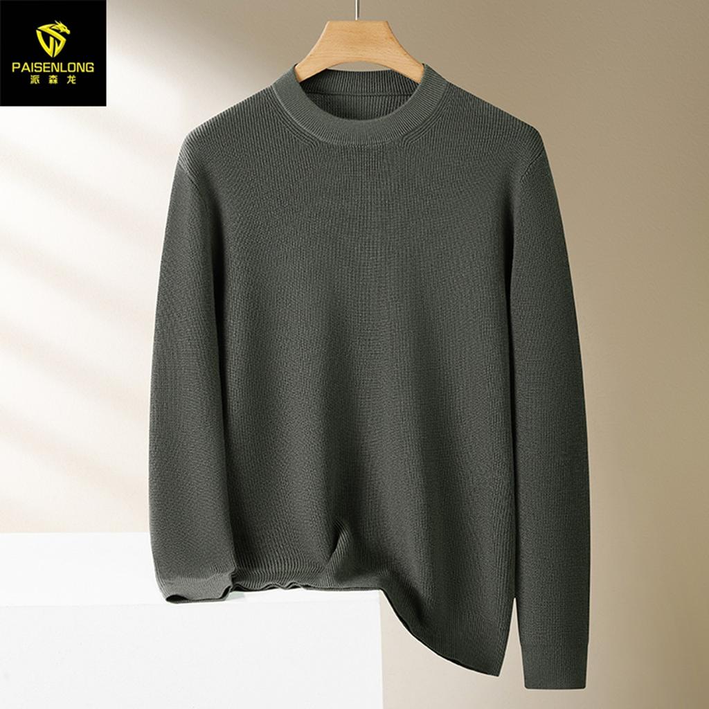 Autumn And Winter New High-Quality Wool Men'S Knitted Sweater Ingot Needle Warm Middle-Aged Men'S Wool Sweater