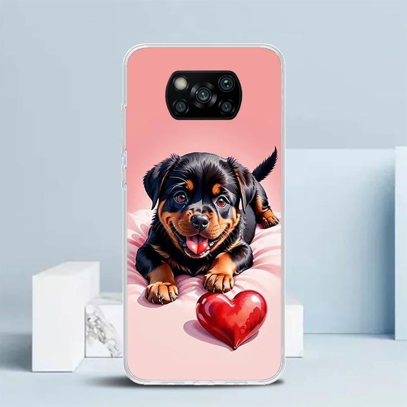 Lovely Puppy Heart Dogs Phone Case For Xiaomi Poco F7 Ultra X5 X6 X7 Pro M7 Redmi 15C 15 13C 13 12C 12 10C 10 10A 9 9C 9A 9T Cov