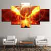 Canvas Painting Fantasy Art Fire Phoenix 5 Pieces Wall Art Painting Modular Wallpapers Poster Print for Living Room Home Decor