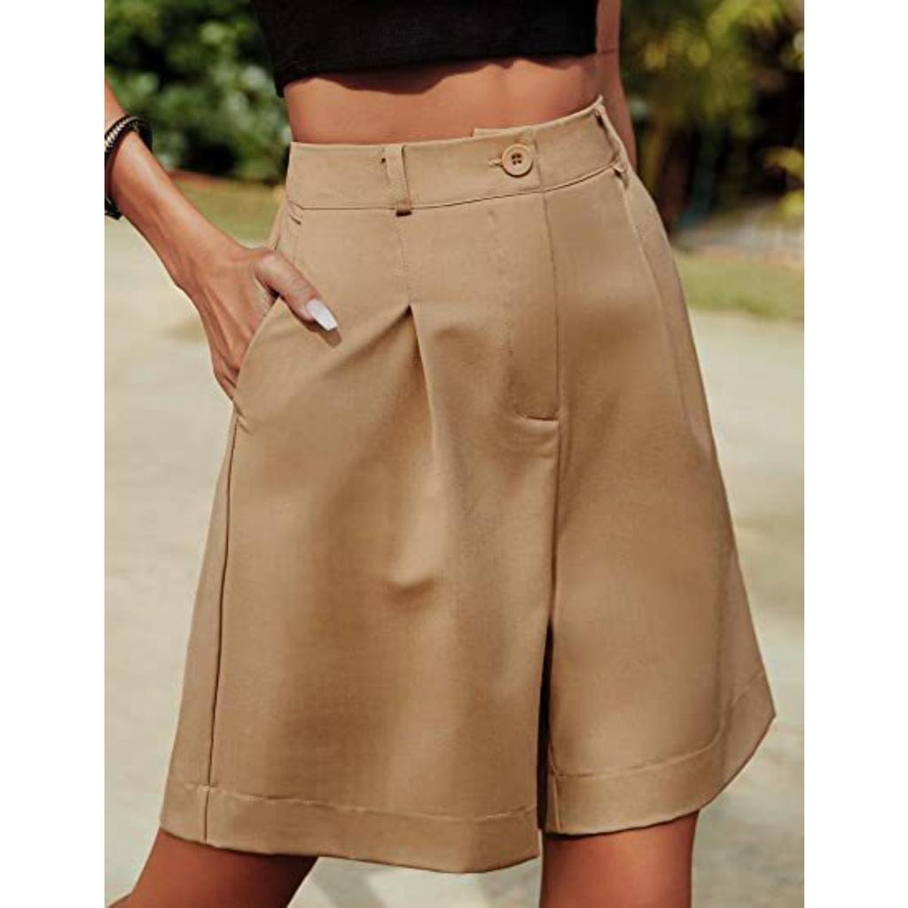 Pantalones para Mujer, Verano, Corte Ajustado, Cintura Alta, Corte Holgado, Adelgazantes, Pierna Recta, Pantalones Casuales de Longitud Media, Transpirables, Pierna Ancha, Pantalones Cortos