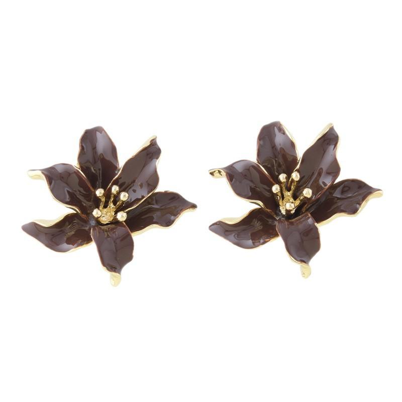 Exquisite high-end three-dimensional flower oil drop earrings, retro fashion personalized flower earrings, temperament versatile stud earrings