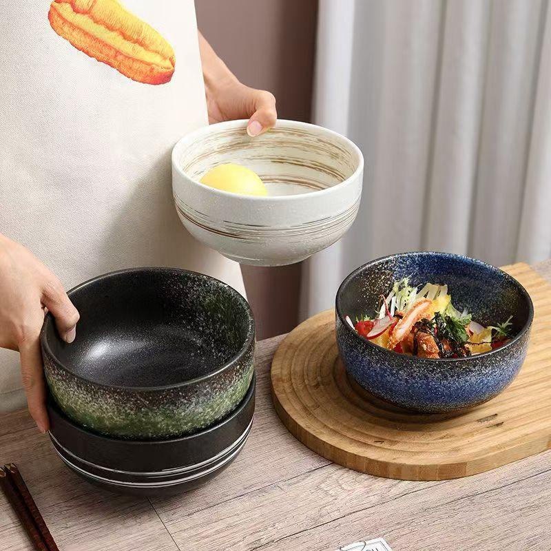Japanese Style Ceramic Tableware Ramen Bowl Instant Noodle Bowl Kitchen Soup Dinnerware Set Fruit Salad Rice Bowls Restaurant