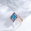 Four Color Full Zircon Blue Square Rings for Women Geometric Personality Party Jewelry