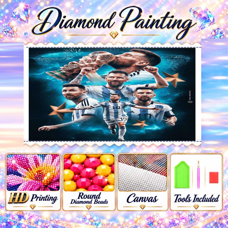 Sada pro diamantové malování Lionel Messi 5D plný vrták DIY diamantová mozaika Nástěnná malba Domácí dekorace
