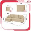 Bella Corner Sofa Bed with Sleeping Function, Corner Sofa, Family Furniture, Beige Velvet