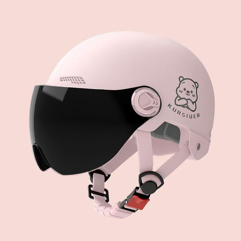 

1 Piece Battery Motorcycle Summer Universal Four-Season Sun Protection Safety Helmet Half Helmet Electric Car Women S Helmet Short mirror розовый