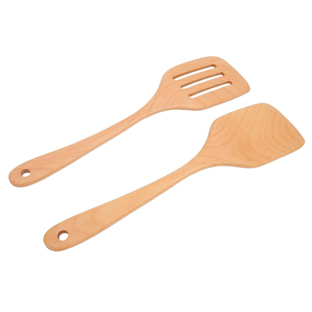 2Pcs Wooden Spatula Heat Resistant Light Weight Kitchen Cooking Utensils Set for Home Kitchen