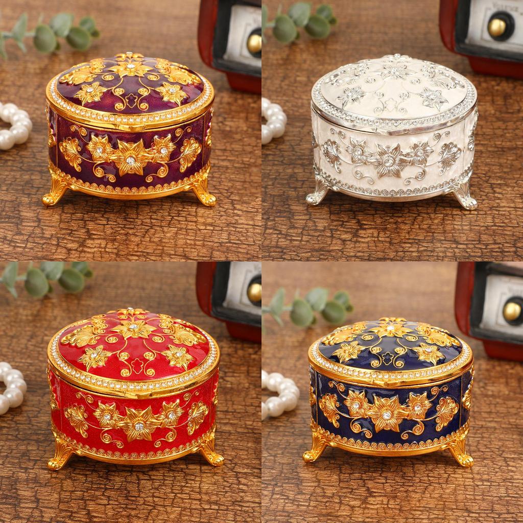Vintage Creative Jewelry Box With Flower Design For Wedding Gift And Travel Storage