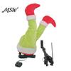 Green Hair Elf Decor Christmas Shaking Leg Decoration, Electric Santa Claus for Xmas Tree, cHalf Body Ormament Party Funny