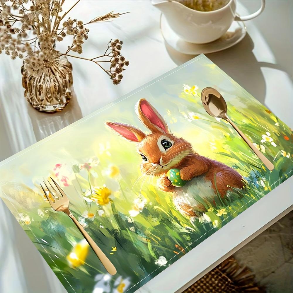 1PC Easter Bunny Placemats, Fashion Print for Dining, Kitchen, Party, Holiday & Home Decor