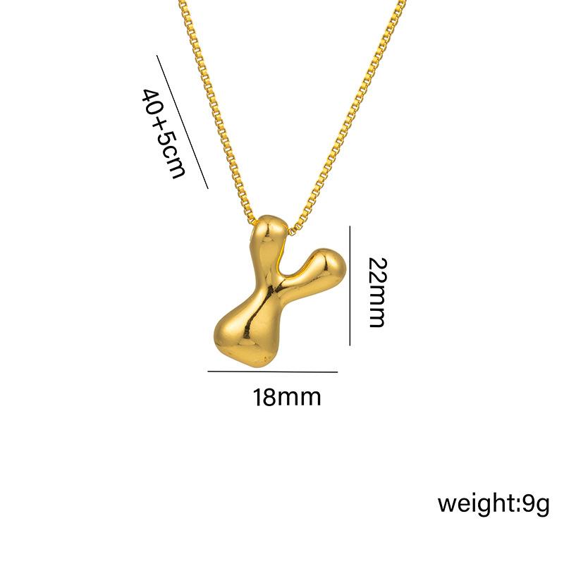 Creative A-Z Balloon Bubble Letter Pendant Neckalce for Women Gold Plated Chunky Initial Necklaces Jewelry Birthday Gift