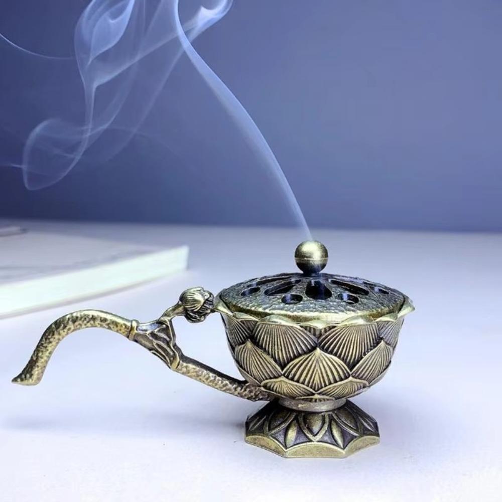 Metal Lotus Incense Burner Hollow Out Aromatherapy Stove Incense Holder  Home Interior Decoration