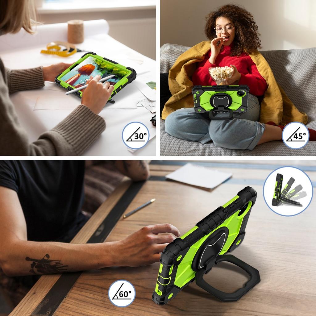 For Xiaomi Redmi Pad SE 8.7.360° Rotating Grip Heavy Duty Protection Stand TPU+PC 3in1 Anti-knock Shockproof Tablets PC Case