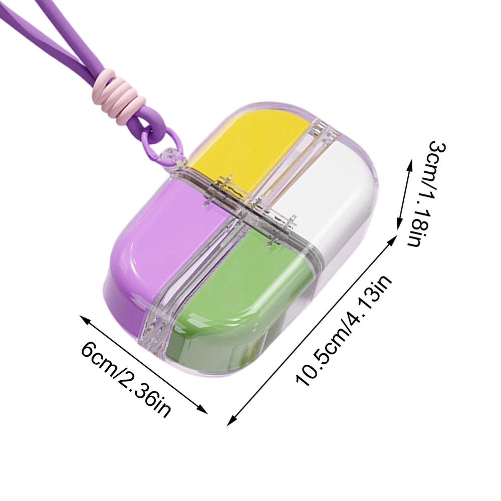 

1PC Creative Magic Cube 4-Grid Medicine Storage Box Portable Sealed Moistureproof Box with Hanging Rope Travel Essential
