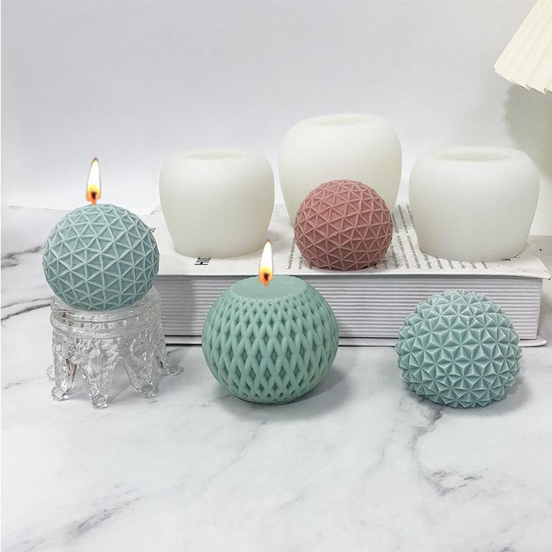 3D Striated Sphere Silicone Candle Mold DIY Aromatherapy Plaster Soap Clay Mould Handmade Epoxy Resin Mold Party Home Decor Gift