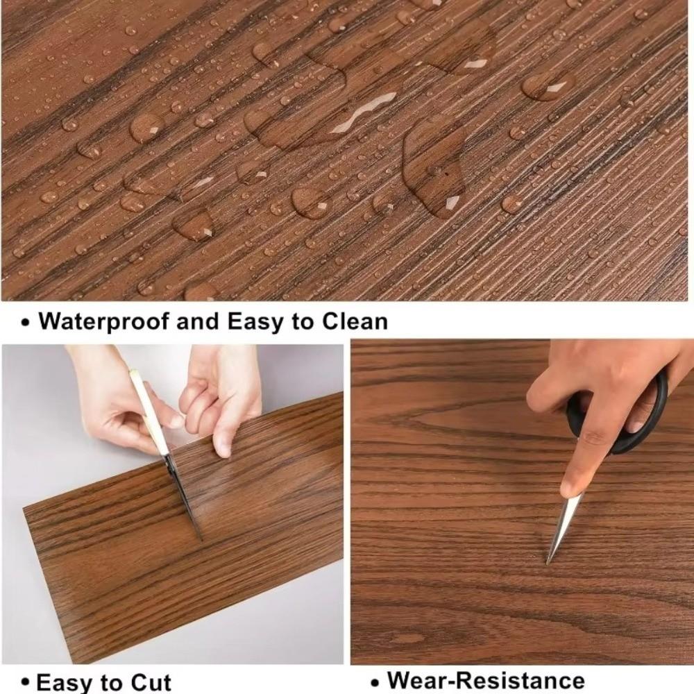 PVC Material Wood Grain Wall Sticker Heat Resistant Imitation Wall Tiles DIY Project