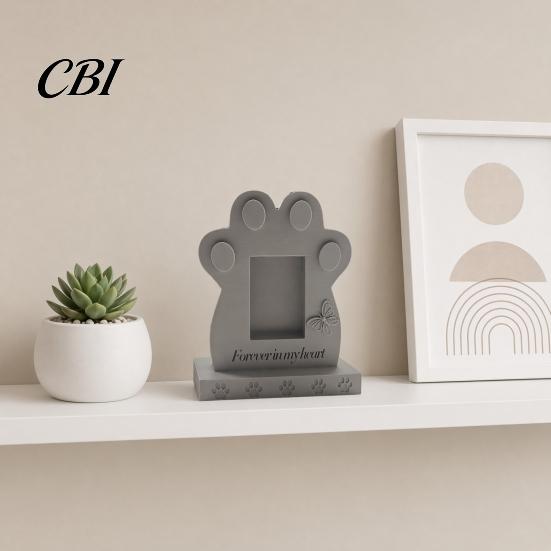 Commemorative Pet Keepsake Tombstone Dog Memorial Stone, with Built-in Photo Card Slot, 3D Butterfly And Ornament Paw Design, Ornament, for