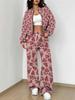 Black Retro Style Explosion Autumn and Winter New European and American Women's Clothing Flower Printing Suit Women