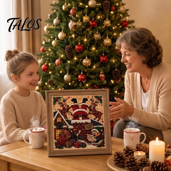 Faux Pearl Painting Kits for Kids Christmas Art Kit, DIY Rhinestone 8" x 8", Cartoon 3D Picture Creation Snowman Animal Diamond Craft Kit Adults,